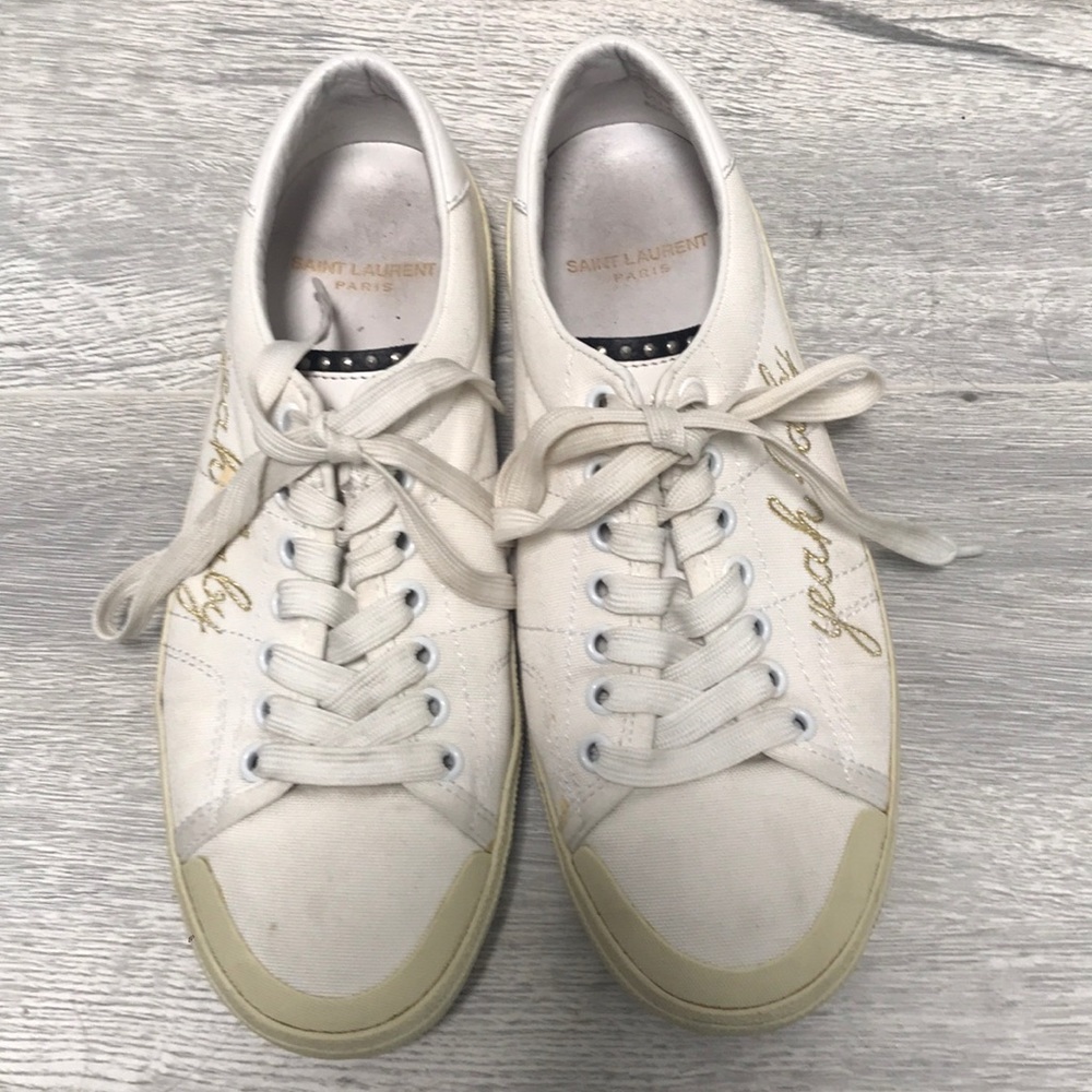 Saint Laurent canvas court classic sneakers, 37